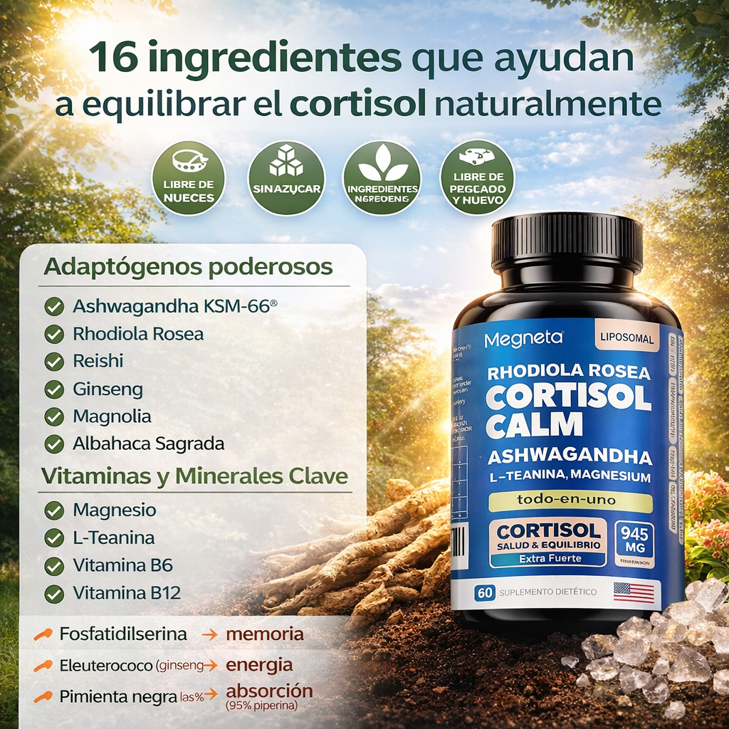 CORTISOL CALM – Suplemento para el Estrés, el Sueño y la Energía