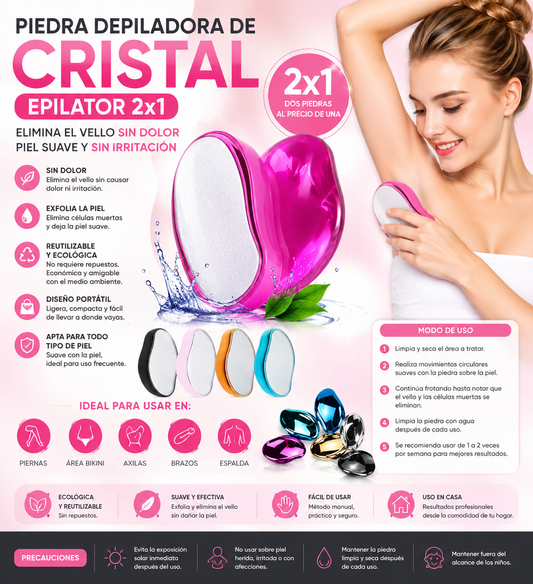 Piedra Depiladora de Cristal - Epilator 2x1