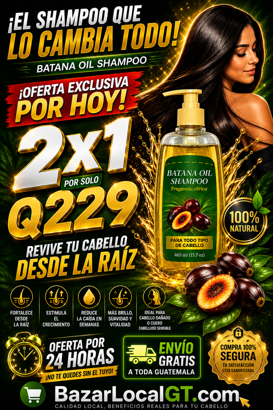 💆🏻‍♀️¡NUEVO! SHAMPOO CON ACEITE DE BATANA 2x1 + Envio GRATIS!!!🔥