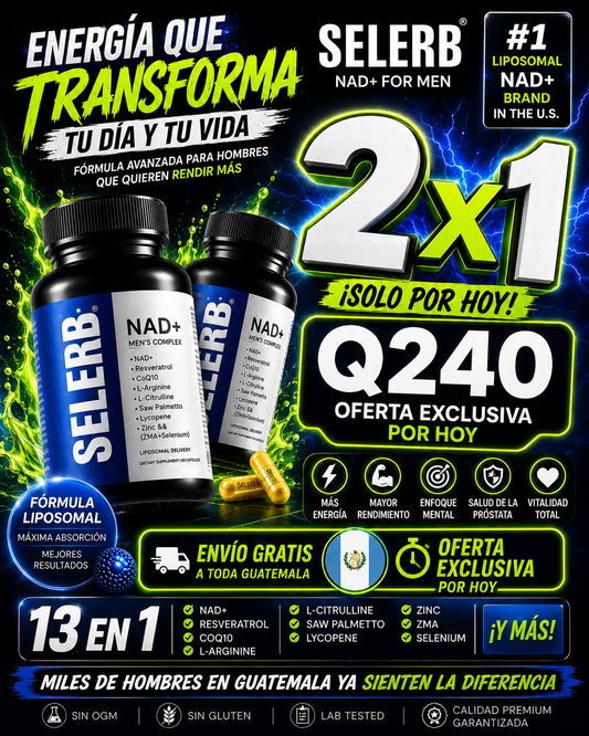 Selerb NAD+ Energía Celular, Soporte Prostático y Rendimiento Masculino